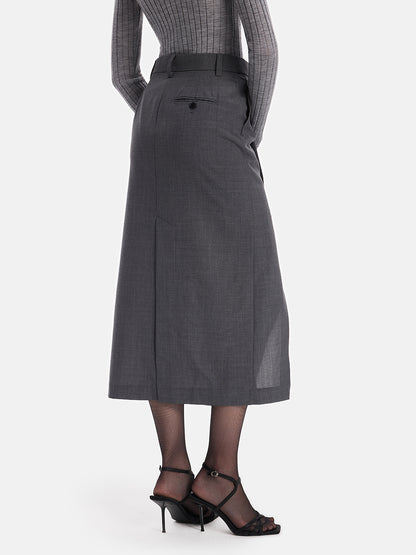 Australian Wool Asymmetrical Gray Skirt