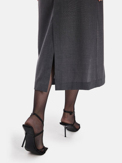 Australian Wool Asymmetrical Gray Skirt