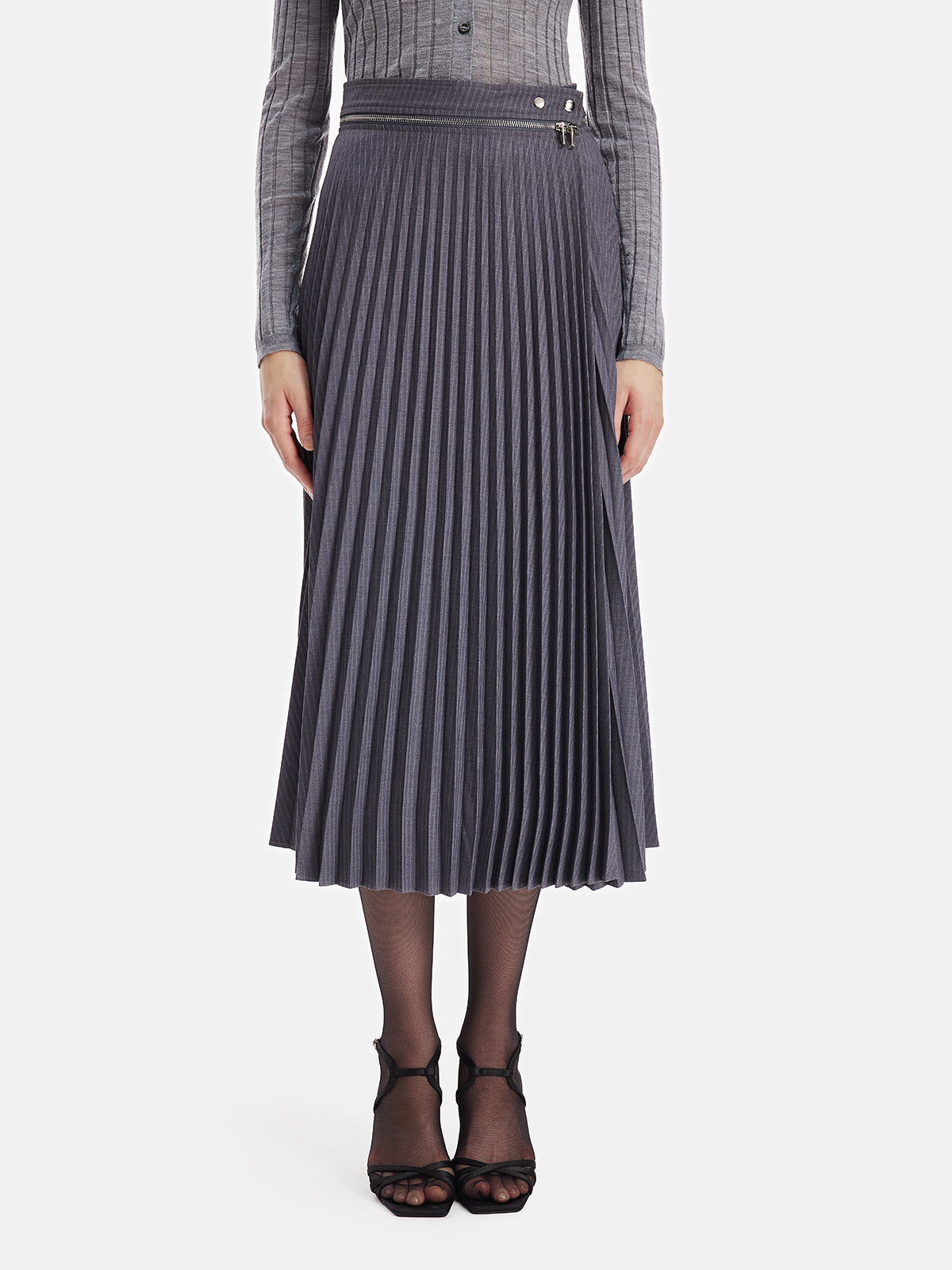 Wool  Pleated Accordion Skirt