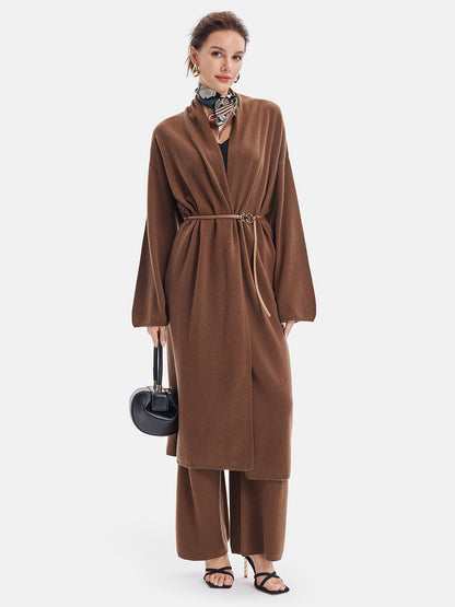 Merino Wool Knit Long Coat