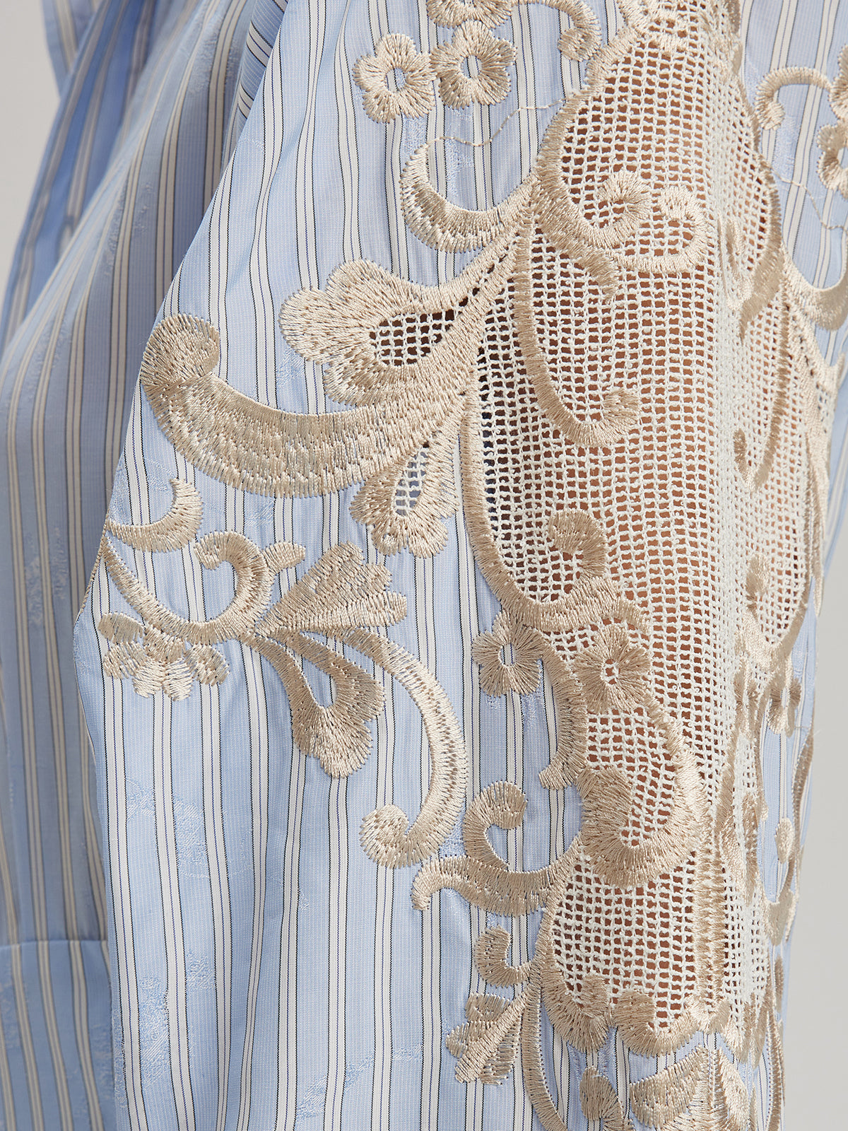 Silk Embroidery Tonal Jacquard Striped Dress