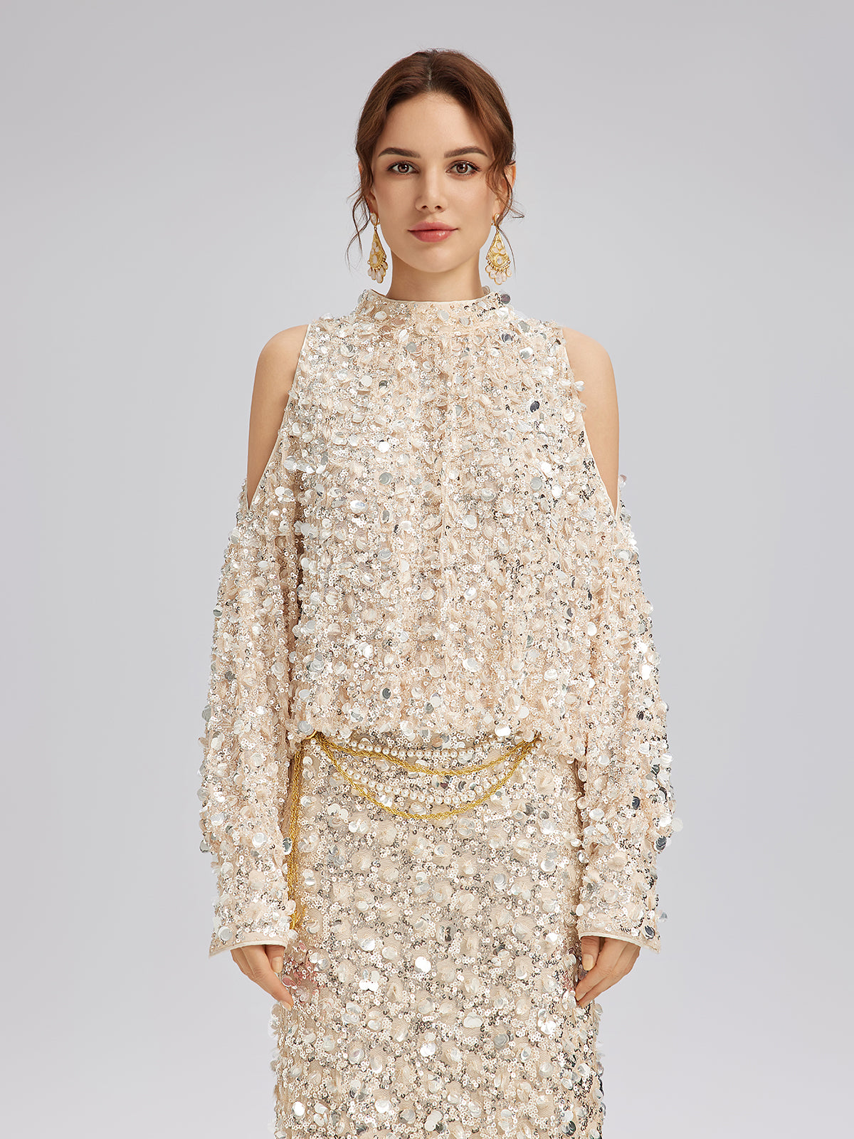 3D Sequin Off-Shoulder Top