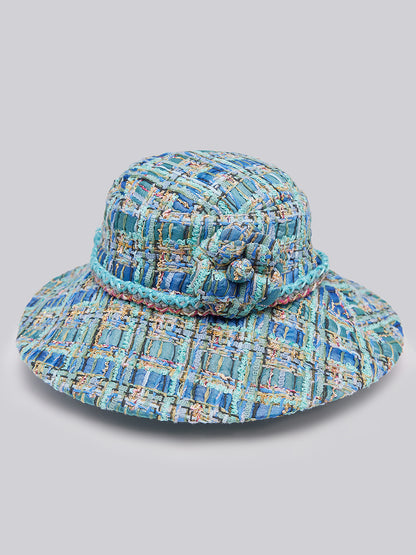 Multicolor Tweed Hand-Sewn Braid Trim Hat