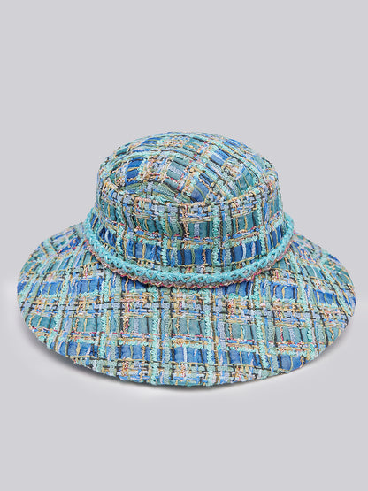 Multicolor Tweed Hand-Sewn Braid Trim Hat