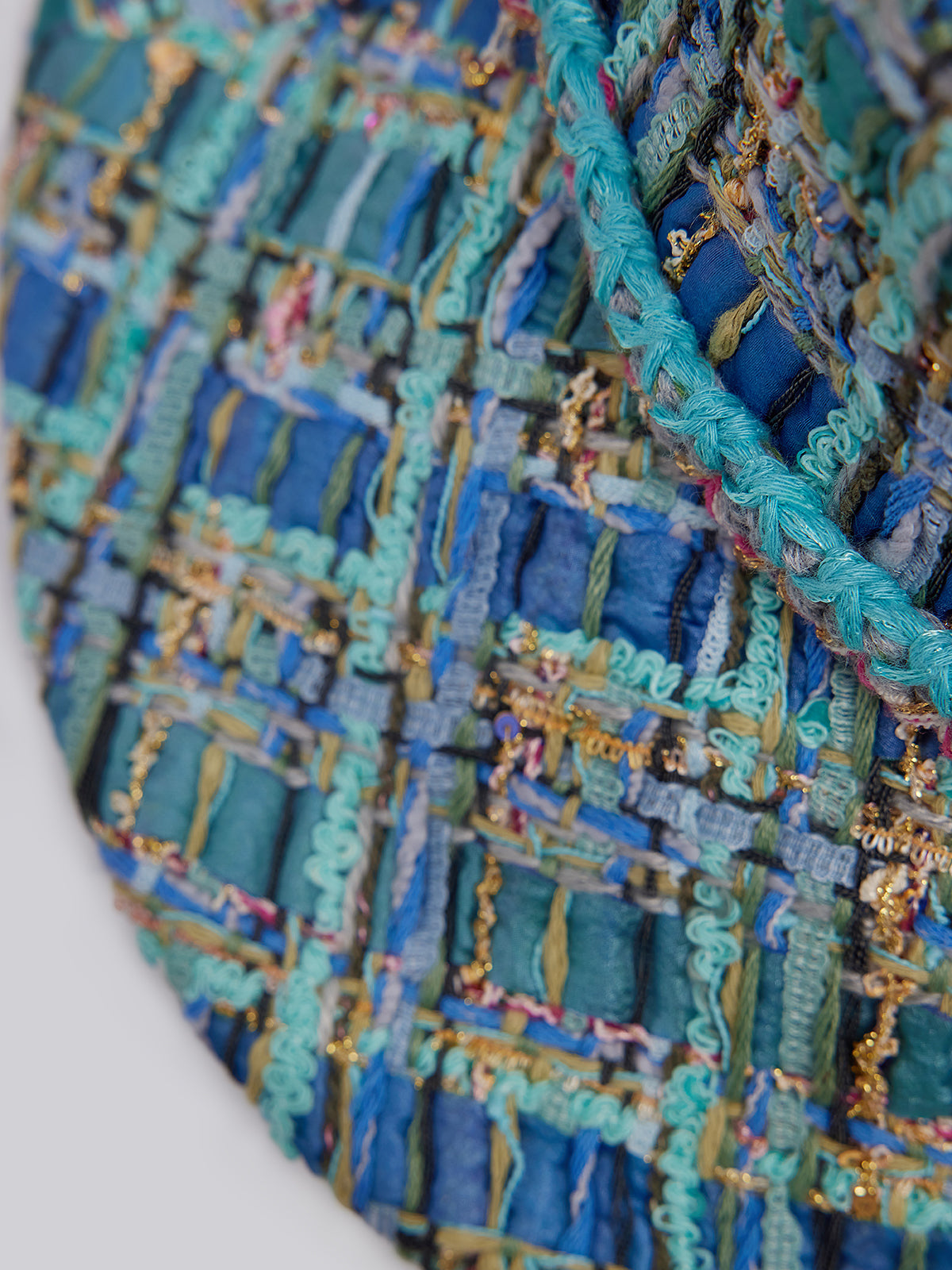 Multicolor Tweed Hand-Sewn Braid Trim Hat