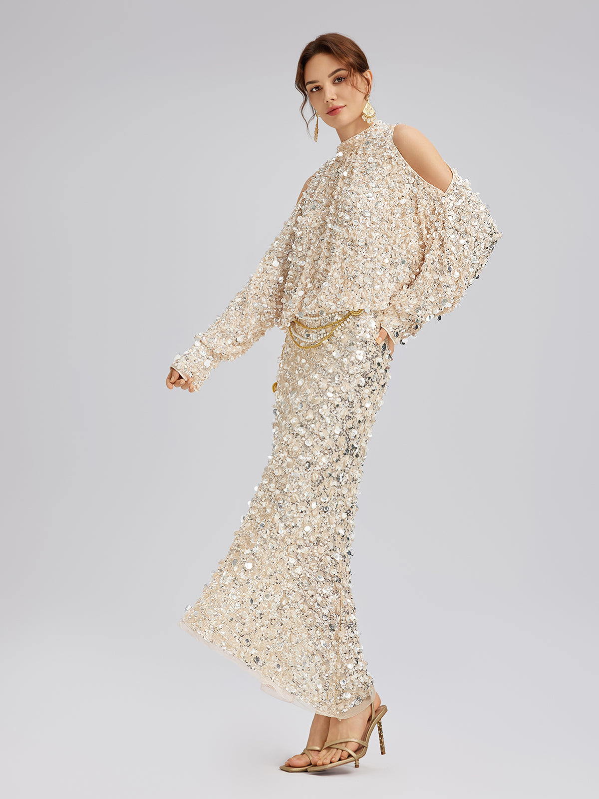 Layered Sequin Mermaid Elastic Waist Skirt