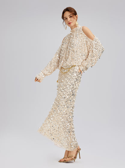 Layered Sequin Mermaid Elastic Waist Skirt