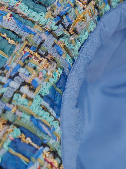 Multicolor Tweed Hand-Sewn Braid Trim Hat