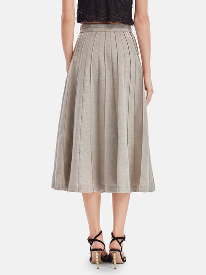 Oriental-Inspired Pleated Linen Skirt