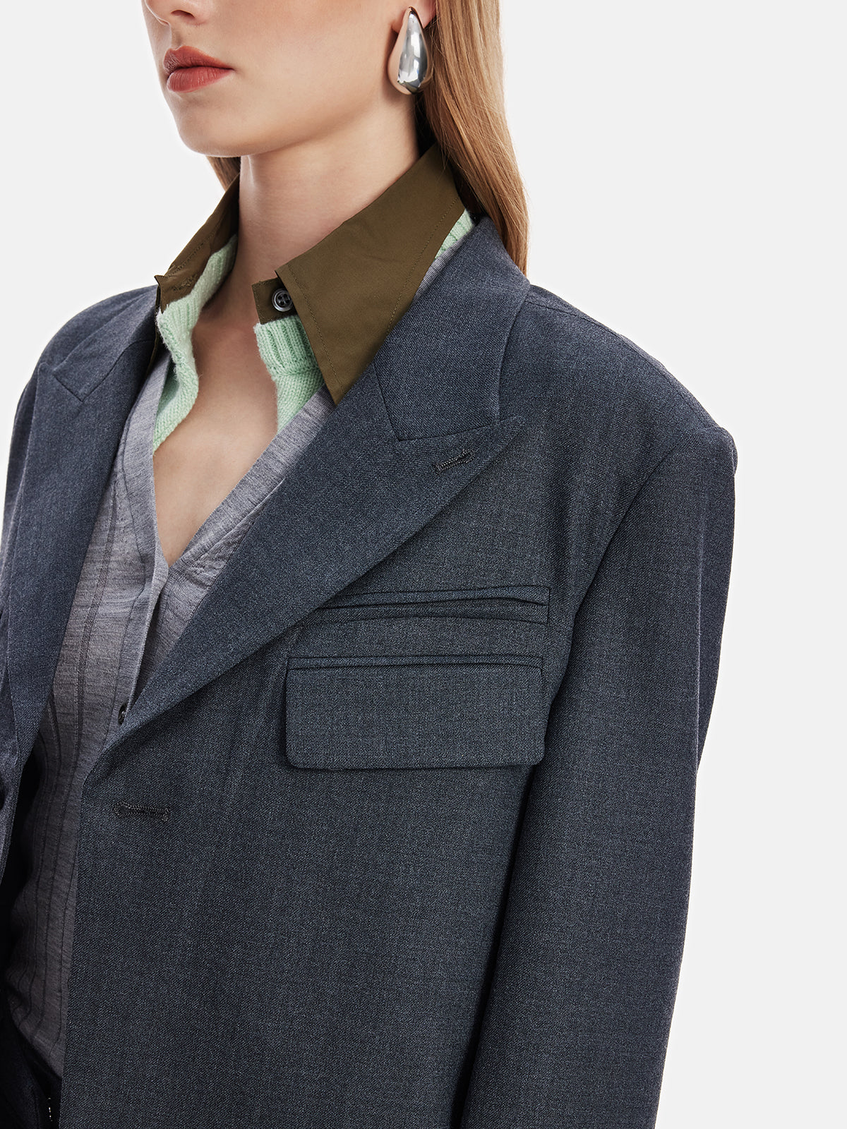 Wool Shoulder Pad Blazer