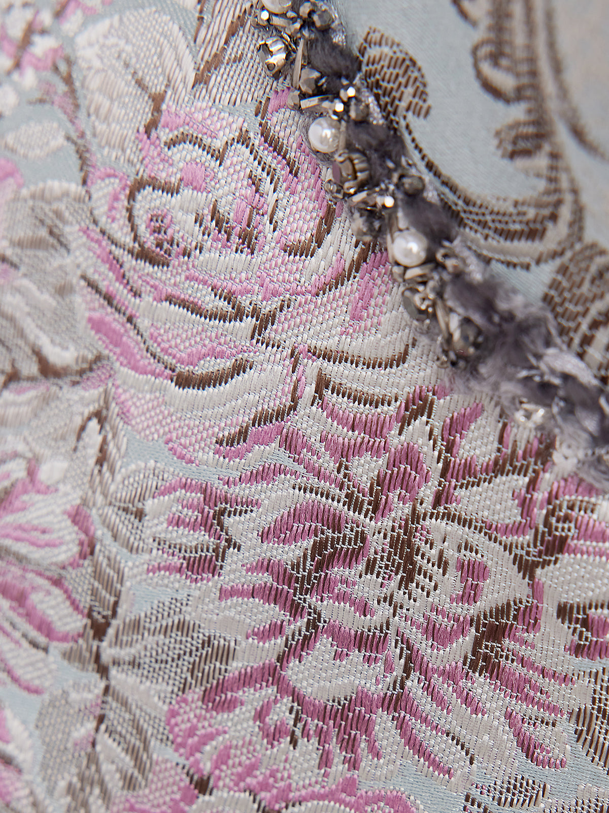 Hand-Beaded Sequin Floral Jacquard Hat