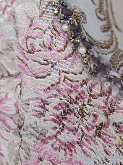 Hand-Beaded Sequin Floral Jacquard Hat