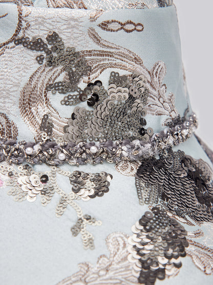 Hand-Beaded Sequin Floral Jacquard Hat