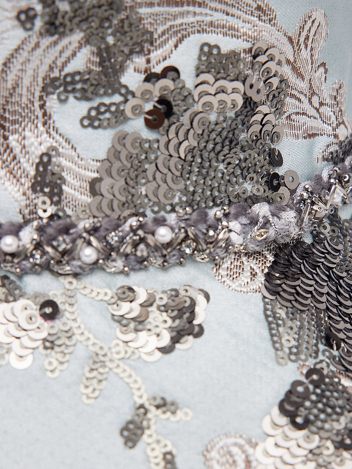 Hand-Beaded Sequin Floral Jacquard Hat