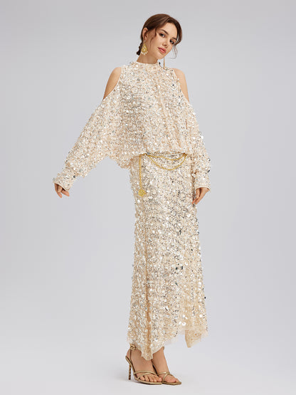 3D Sequin Off-Shoulder Top