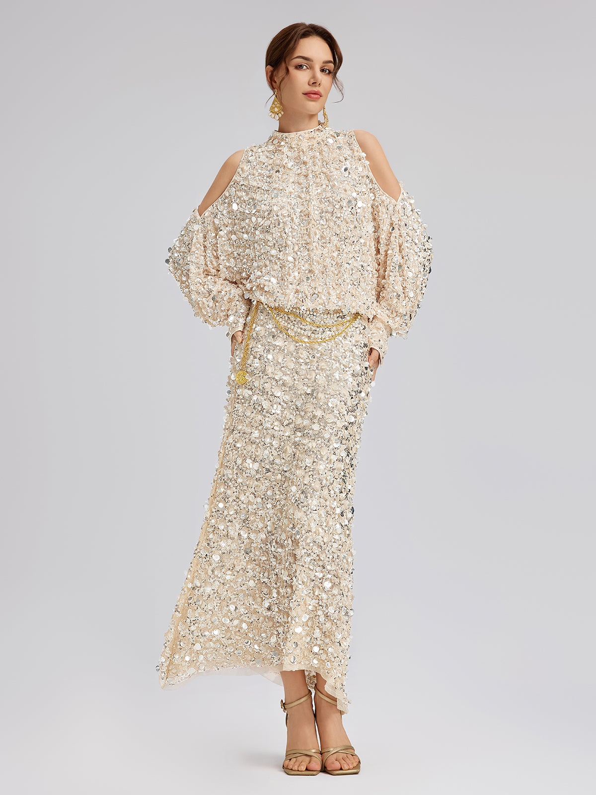 Layered Sequin Mermaid Elastic Waist Skirt