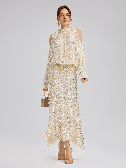 3D Sequin Off-Shoulder Top