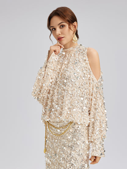 3D Sequin Off-Shoulder Top