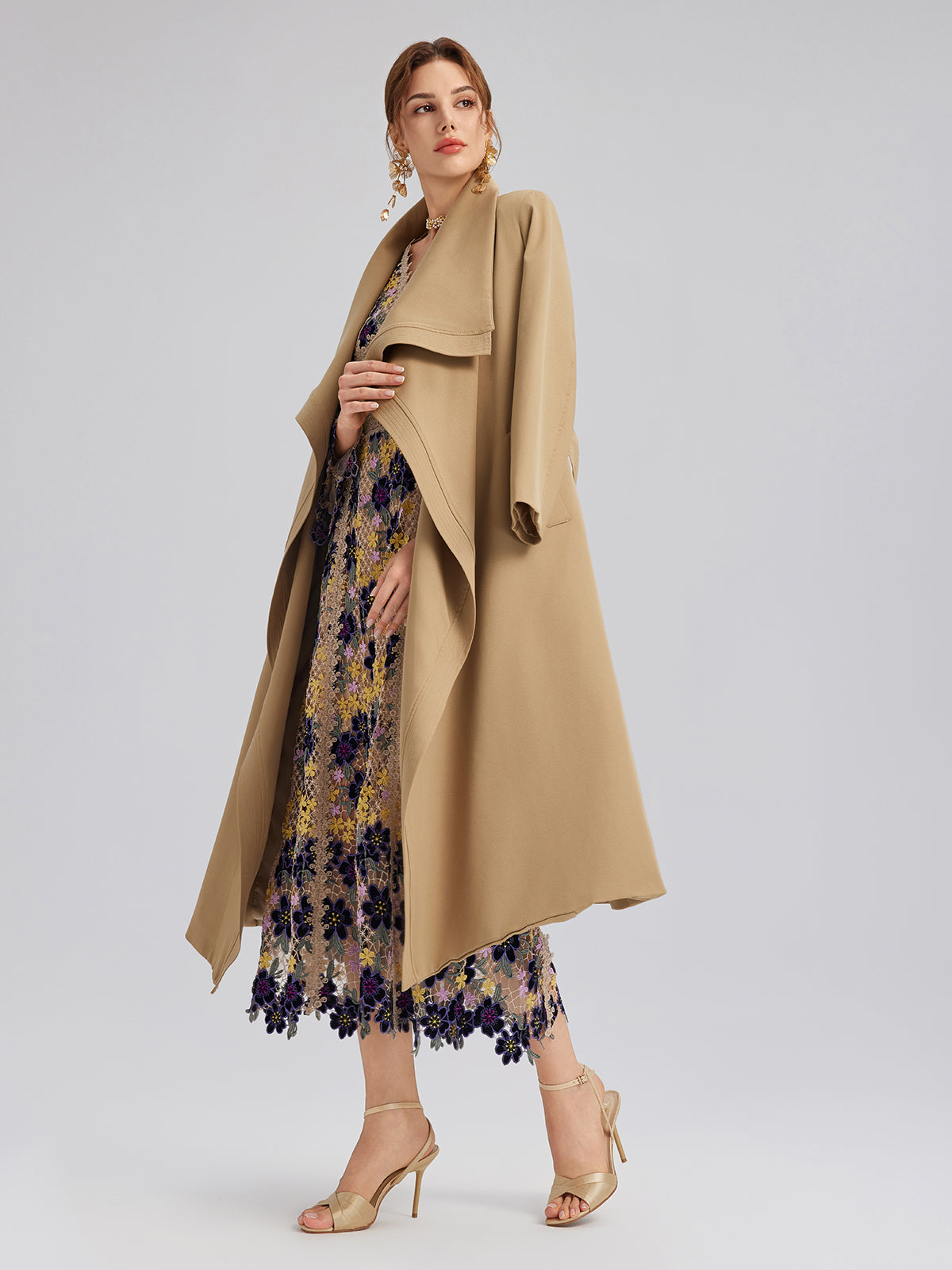 Oversized Collar Quilted Trench Coat