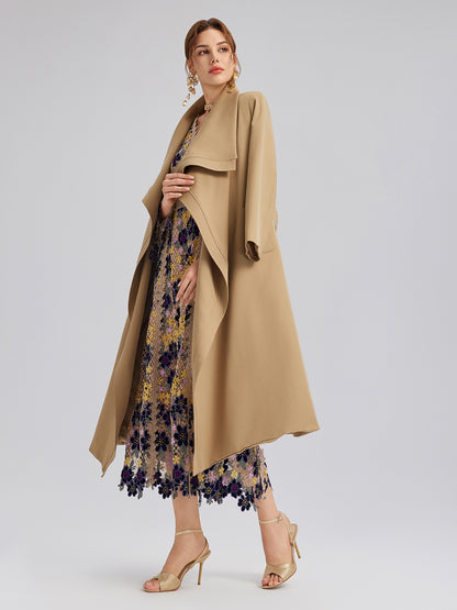 Oversized Collar Quilted Trench Coat