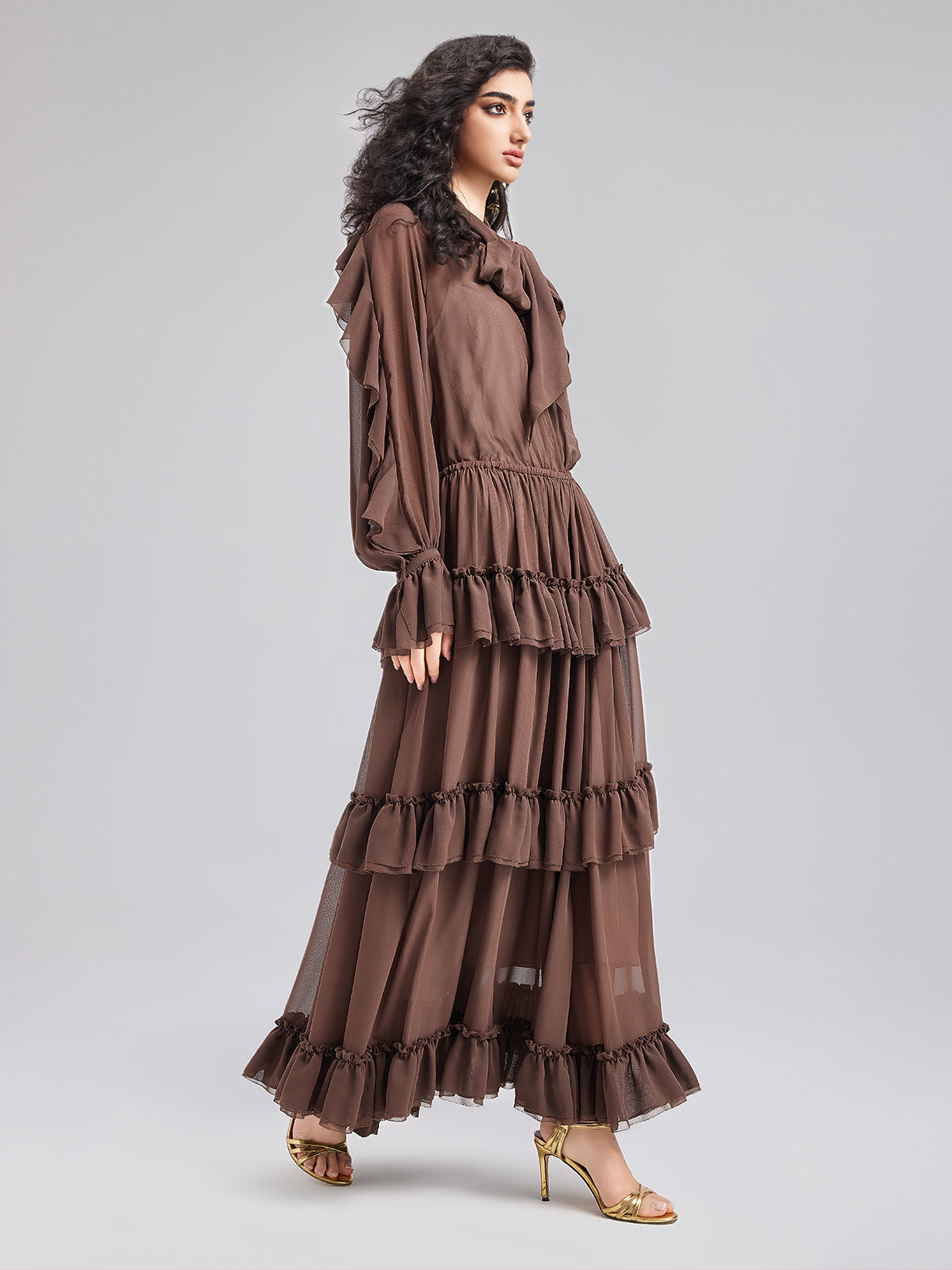 French Ruffled Pleated Tie Dress