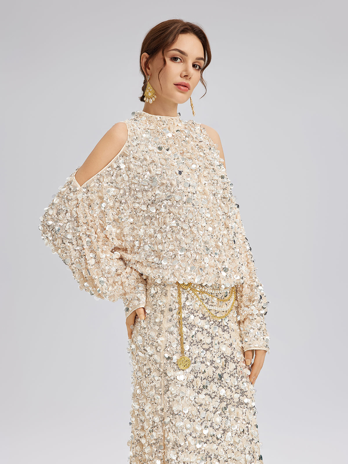 3D Sequin Off-Shoulder Top