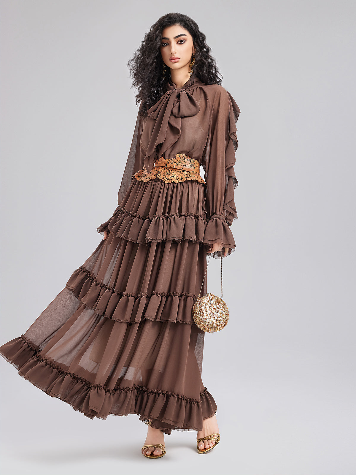 French Ruffled Pleated Tie Dress