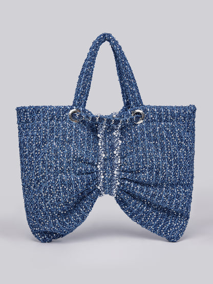 Hand-Beaded Sequin Tweed Shoulder Bag