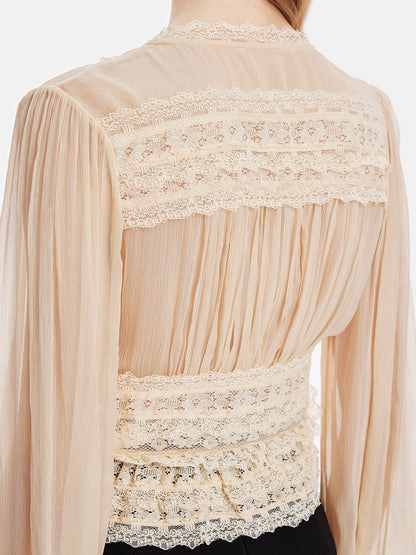 French Lace Trimmed Blouse