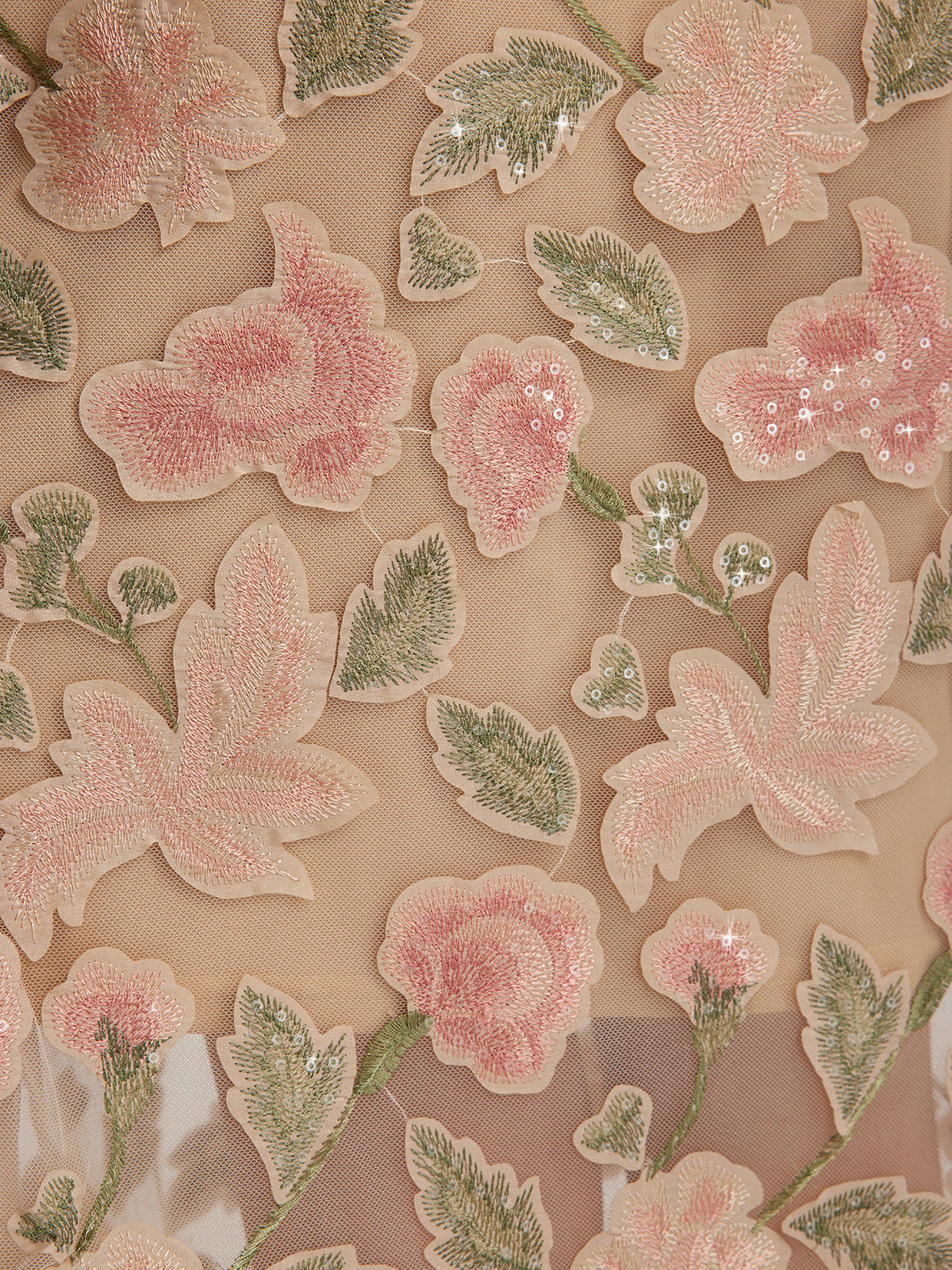 Appliqué Floral Lace Trim Velvet Dress (Belt Included)