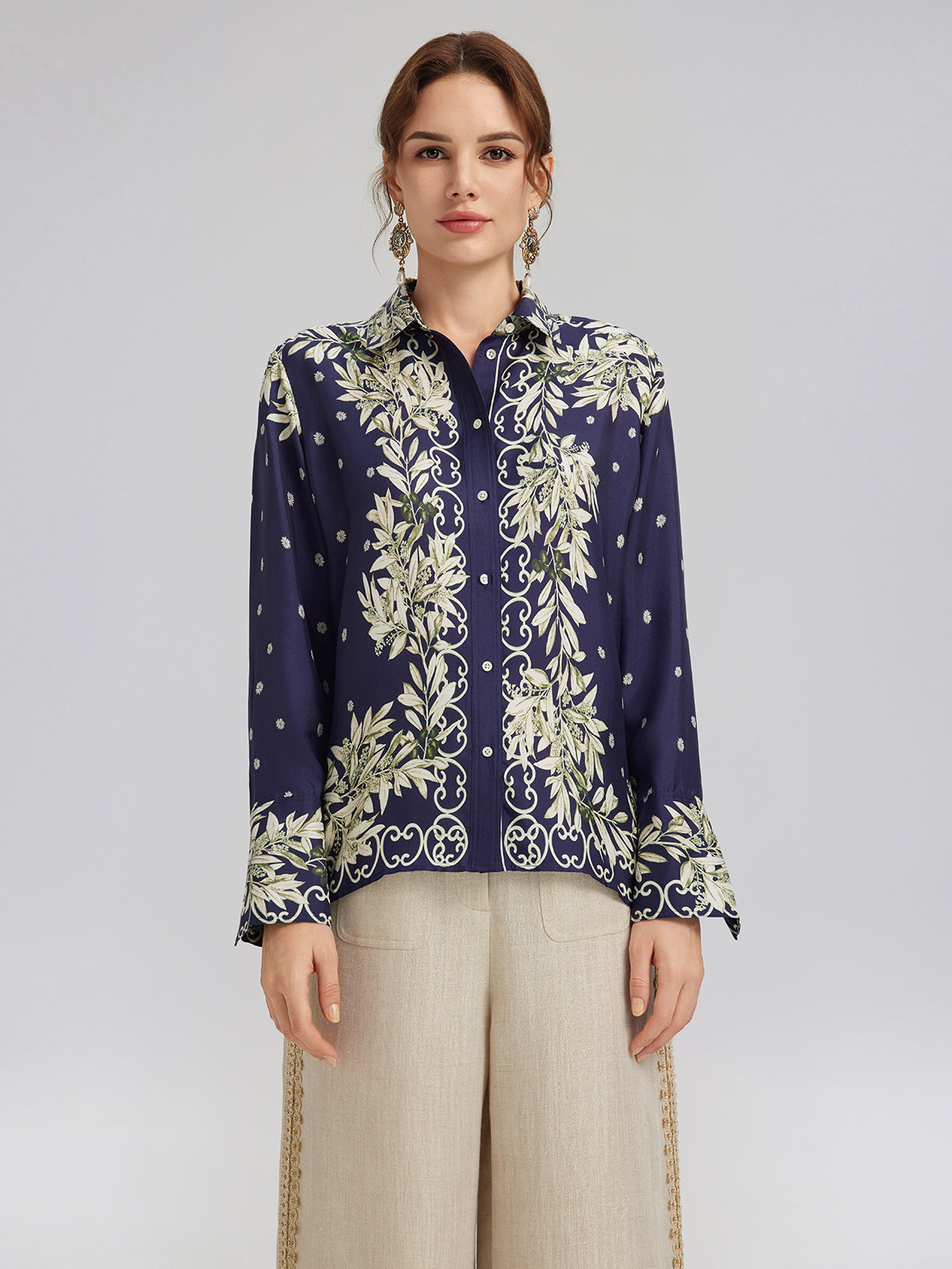 Final Sale | Soft Mulberry Silk Printed Shirt