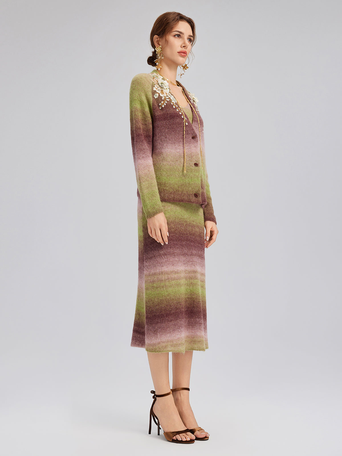 Multicolor Gradient Wool Knit Slip Dress