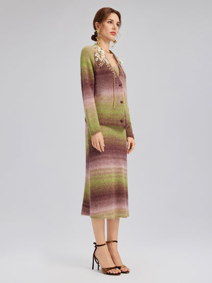 Multicolor Gradient Wool Knit Slip Dress