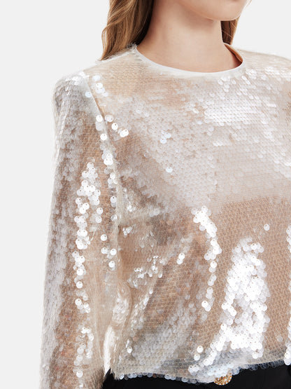 Baroque Feathered Sequin Top