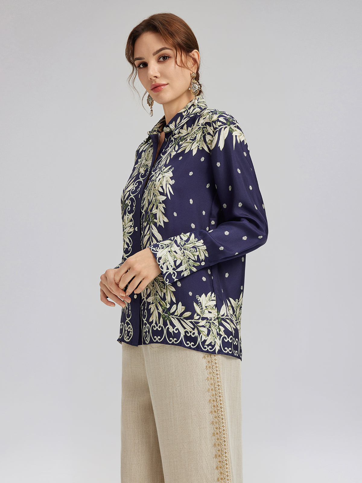 Final Sale | Soft Mulberry Silk Printed Shirt
