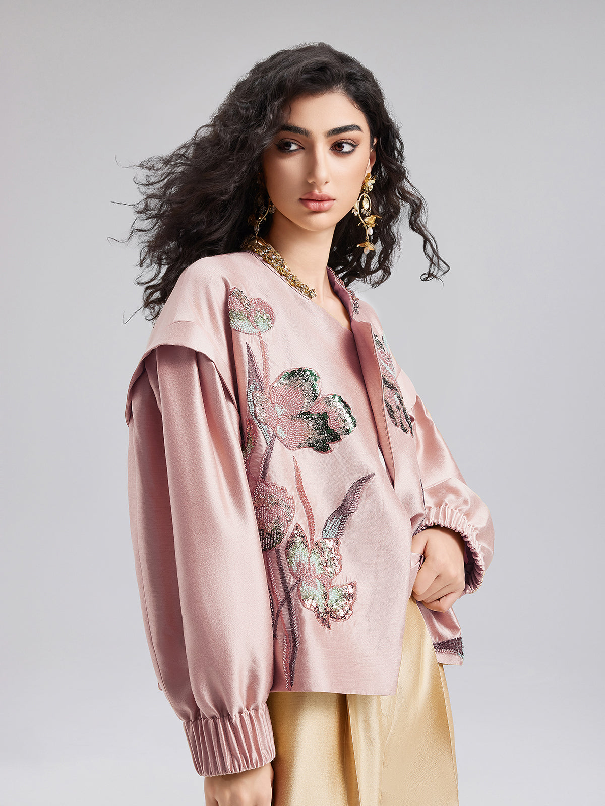 Luxe Minimalist Sequin Embroidered Jacket