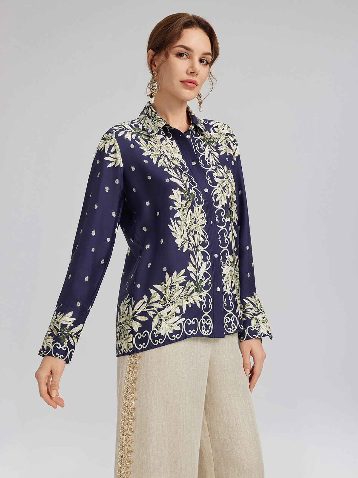 Final Sale | Soft Mulberry Silk Printed Shirt