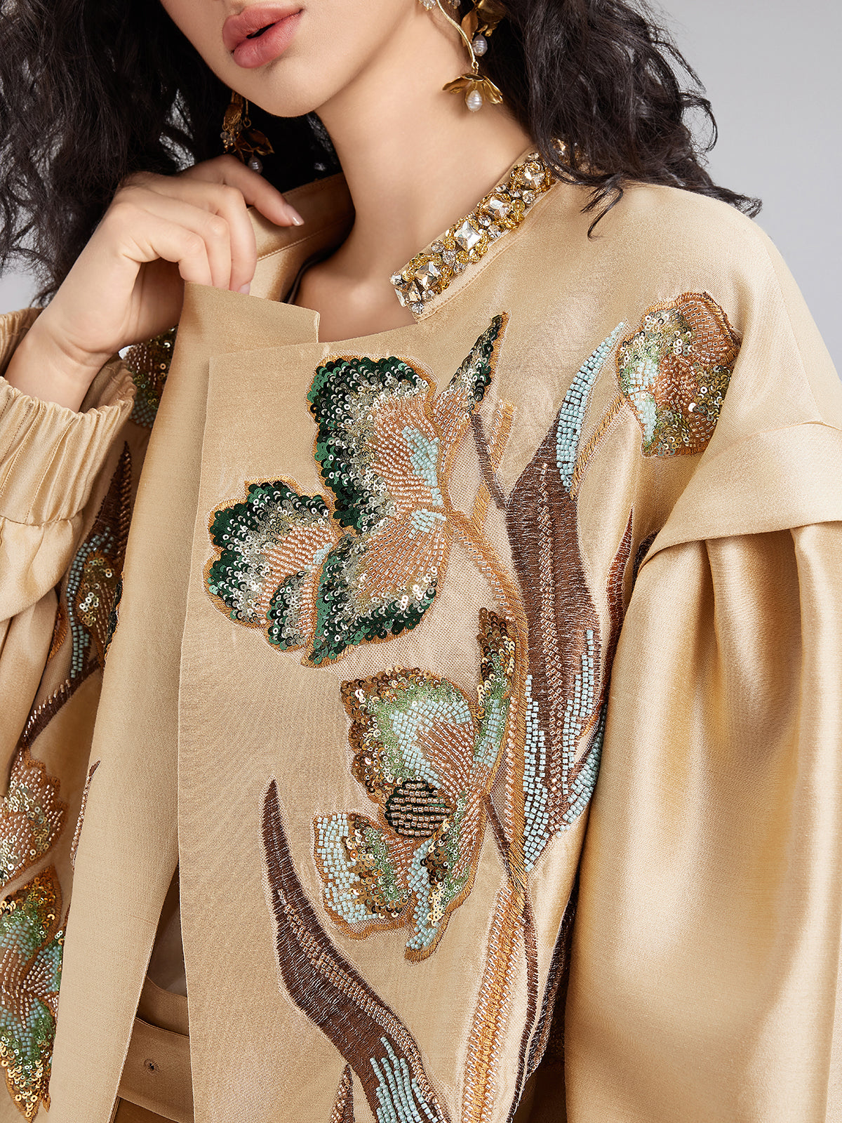 Luxe Minimalist Sequin Embroidered Jacket