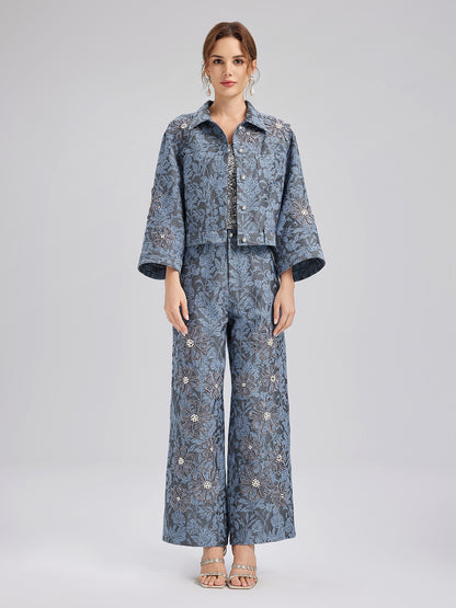 Jacquard Laser-Cut Crystal-Embellished Jacket