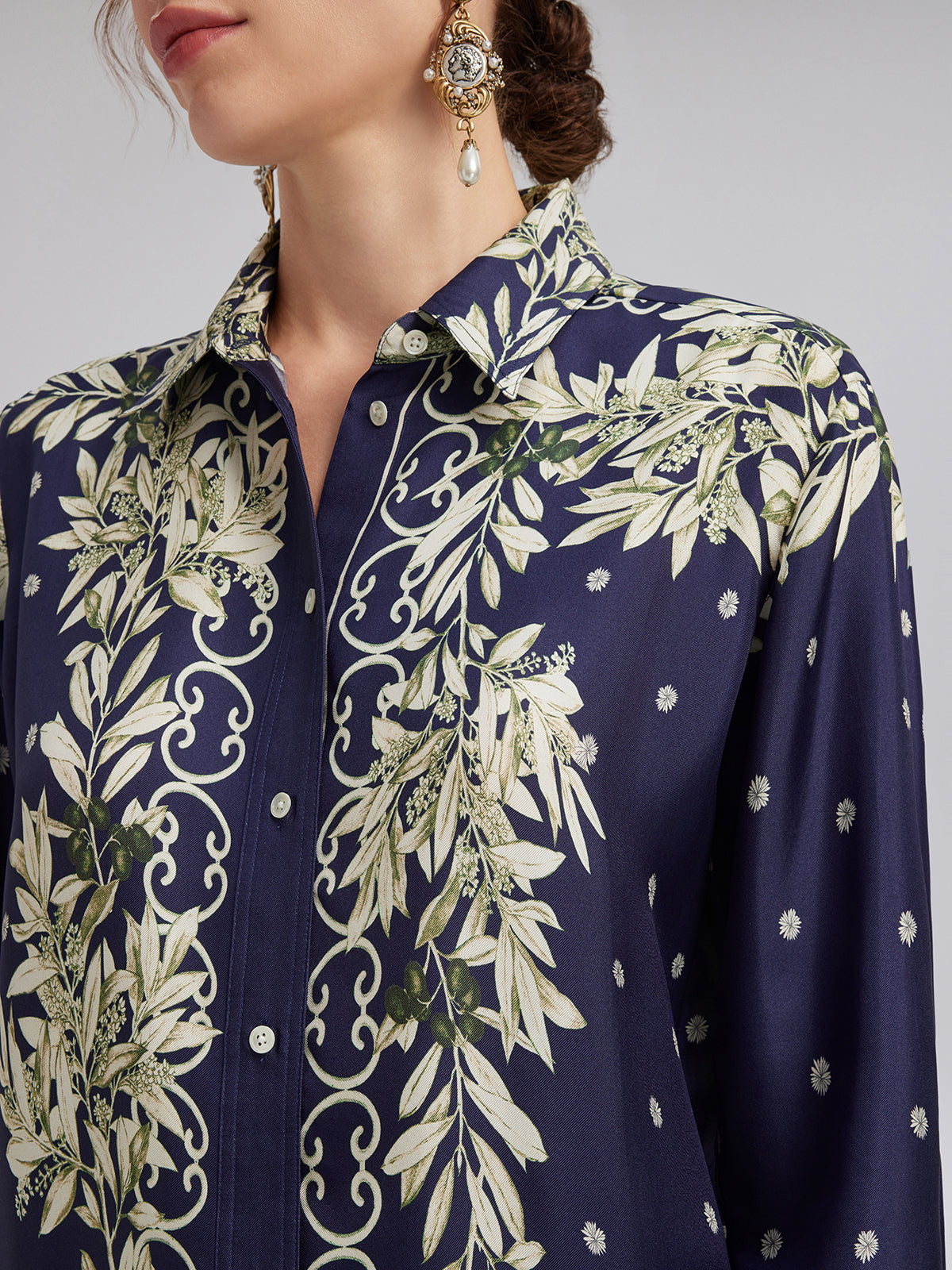 Final Sale | Soft Mulberry Silk Printed Shirt