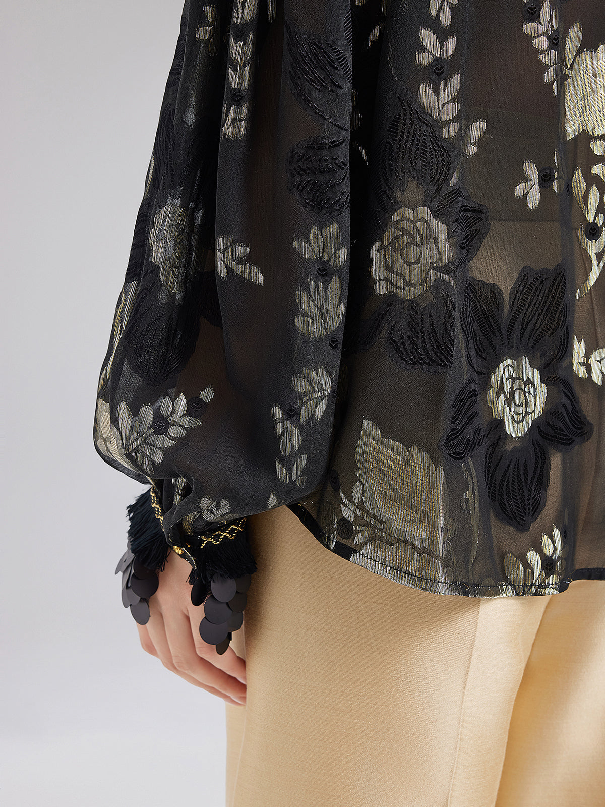 Court-Style Ruffled Silk Blouse