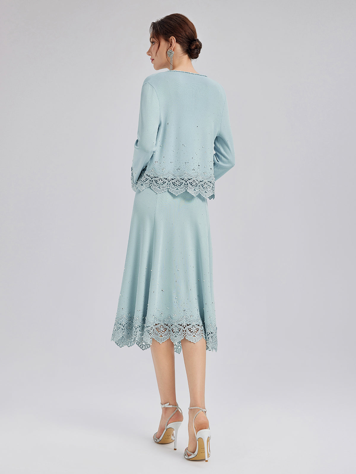 Rhinestone Lace Knit Cardigan