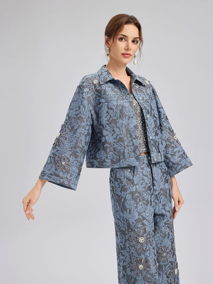 Jacquard Laser-Cut Crystal-Embellished Jacket