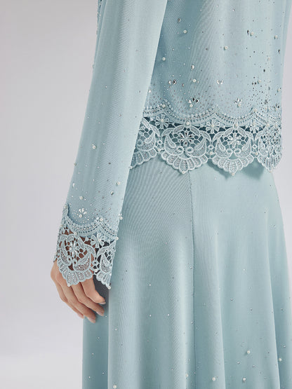 Rhinestone Lace Knit Cardigan