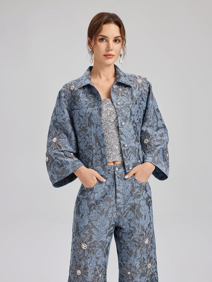 Jacquard Laser-Cut Crystal-Embellished Jacket