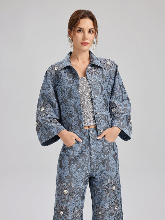 Jacquard Laser-Cut Crystal-Embellished Jacket