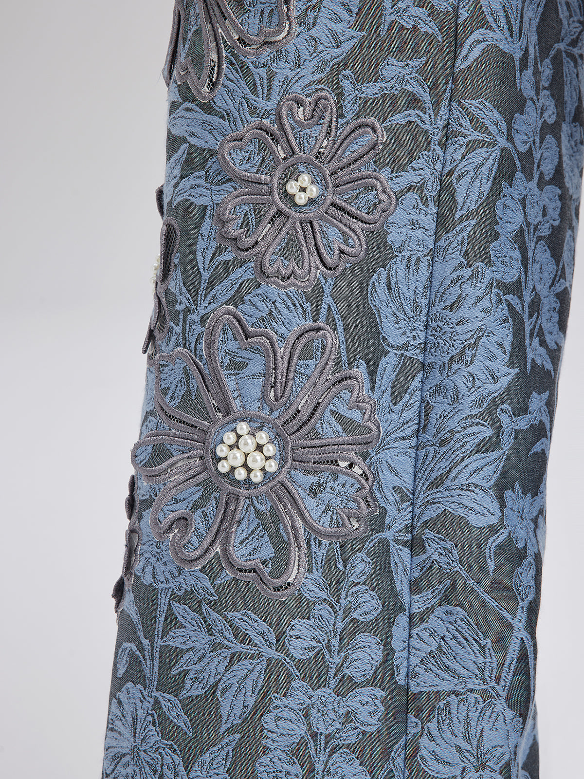 Jacquard Laser-Cut Crystal-Embellished Pants