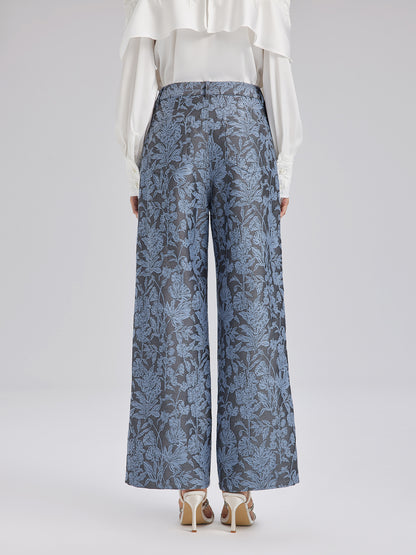 Jacquard Laser-Cut Crystal-Embellished Pants