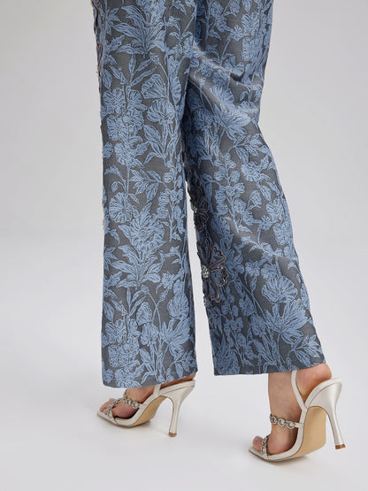 Jacquard Laser-Cut Crystal-Embellished Pants