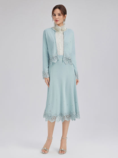 Rhinestone Lace Knit Cardigan